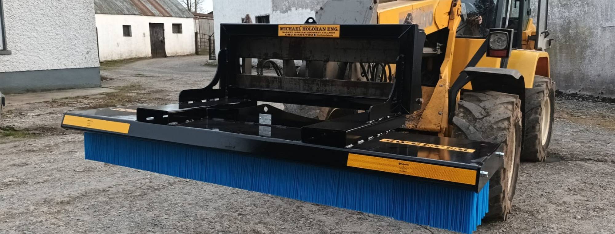 8ft sweeper scraper on euro hitch. Yard brush sweepers manufactured by Michael Holohan Engineering, Laois, Ireland