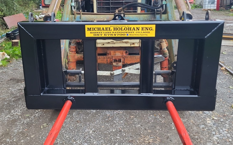 Bale Spikes loader attachments  - Suitable for attaching to tractors, teleporters, telehandlers, diggers and skid steers. Agricultural engineering by Michael Holohan Engineering, Laois, Ireland