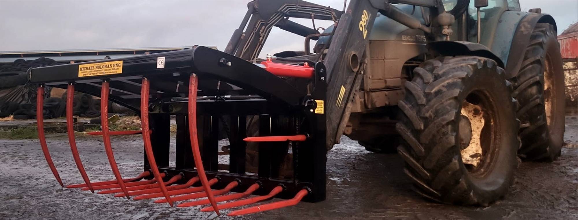Heavy Duty Grab. Loader attachments manufactured by Michael Holohan Engineering, Laois, Ireland